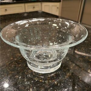 Southern Living at Home 1990s Bubble Glass Compote Bowl 8” Diameter And 4” High.